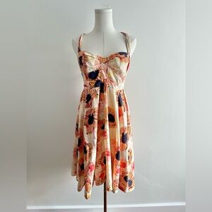 100% Cotton Floral Sundress with Spaghetti Straps Size 10